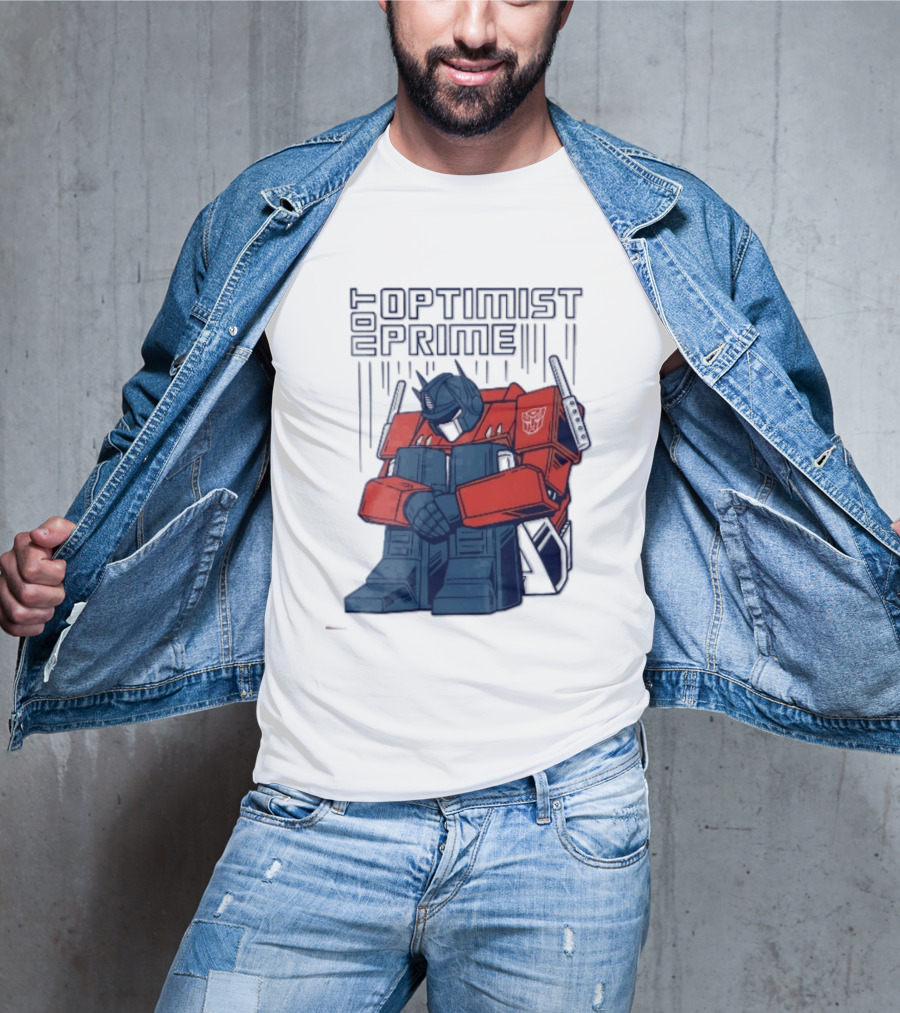 Optimist Prime Depressed Sad Robot Autobots Sitting T-Shirt