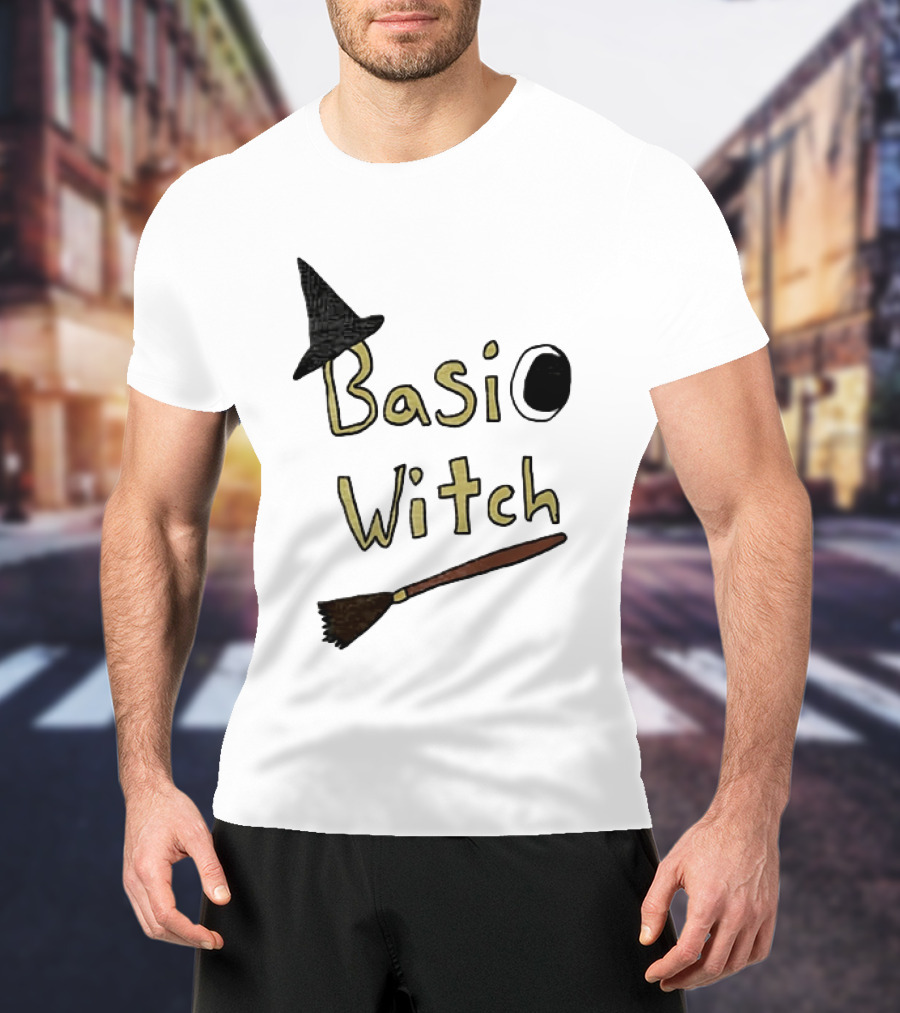 Basic Witch Halloween Witch Hat Broomstick T-Shirt