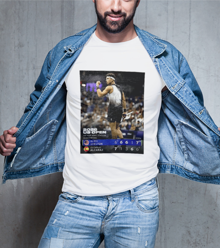 2026 US Open Arthur Ashe Stadium Quarterfinal Ben Shelton Vs Carlos Alcaraz T-Shirt