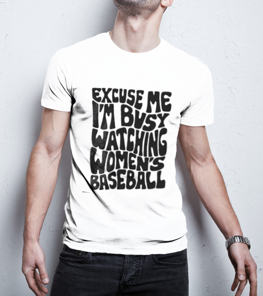 Excuse Me I'm Busy Ing Women's Baseball Doodlebymeg Groovy Wavy T-Shirt