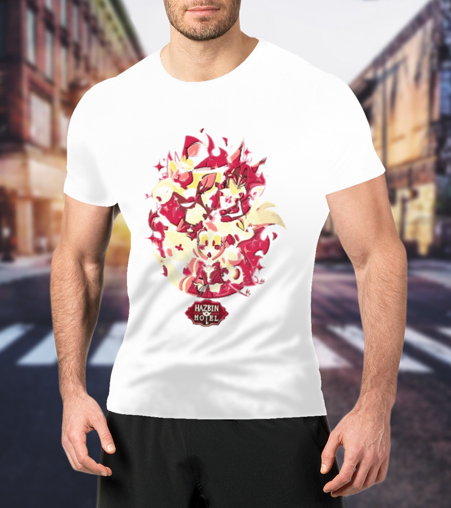 Hazbin Hotel Demon Characters Red Sparkles Group T-Shirt
