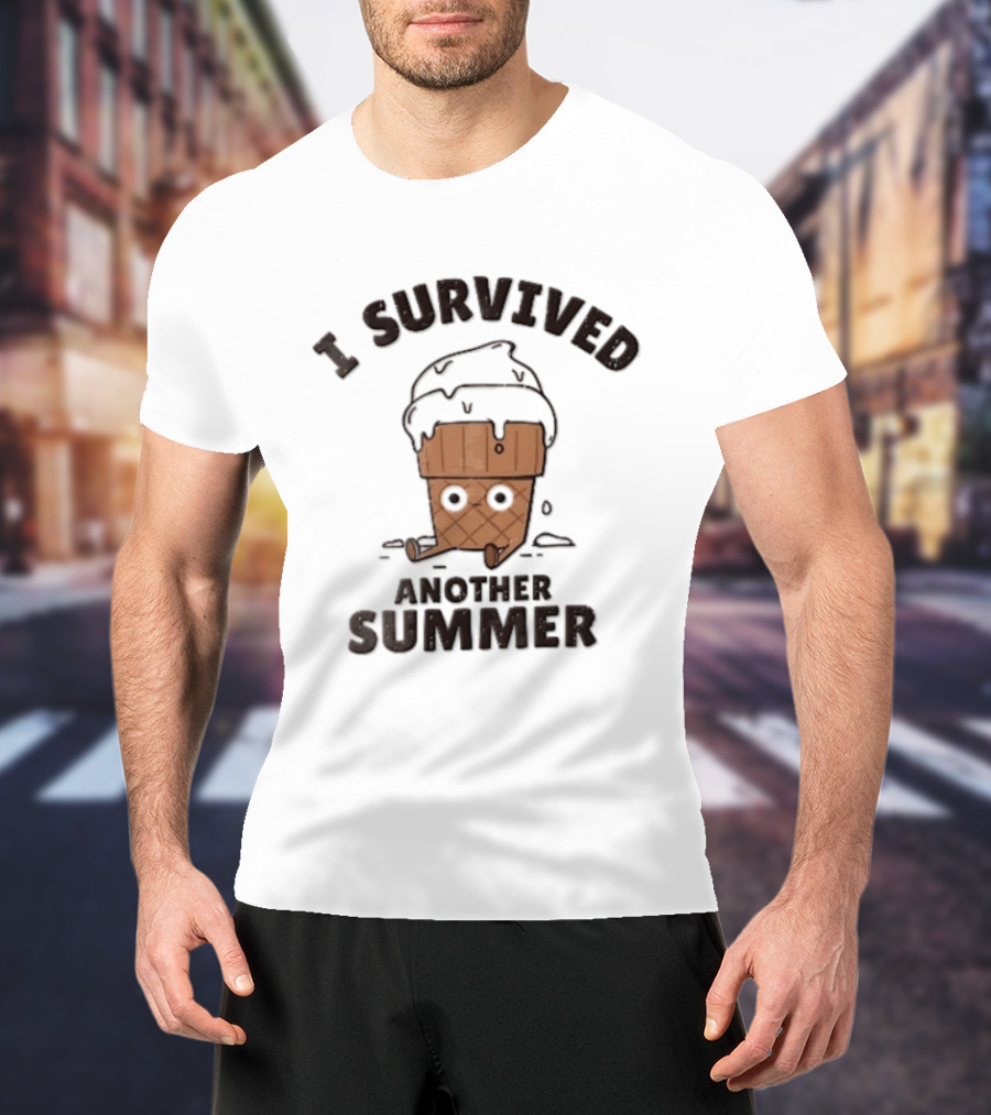 I Survived Another Summer Melting Ice Cream Cone Sitting T-Shirt