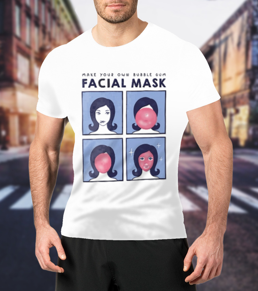 Make Your Own Bubble Gum Facial Mask Comic Woman Four Panel Pink Pop T-Shirt