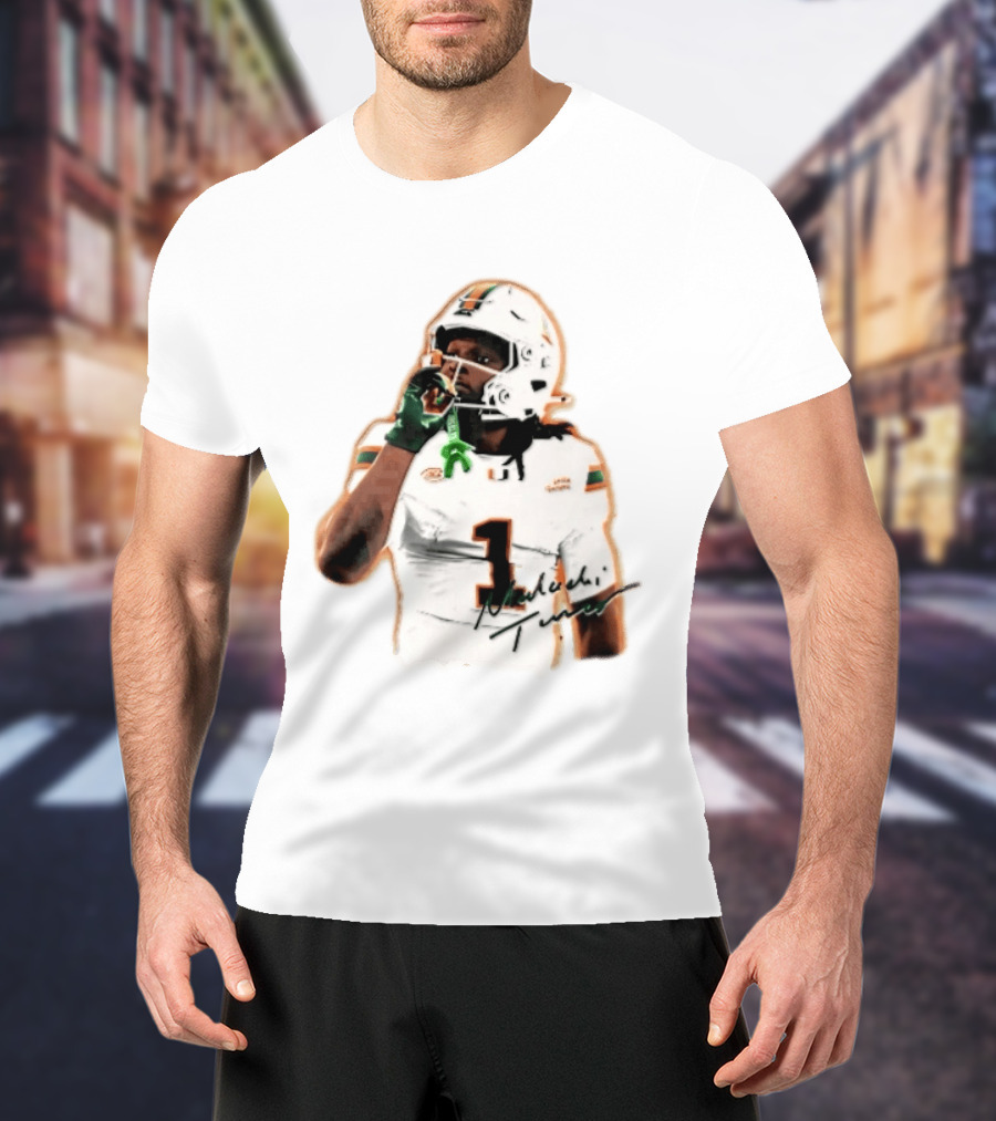 Miami Hurricanes Malachi Toney Player Photo Orange Glow NCAA Acc T-Shirt