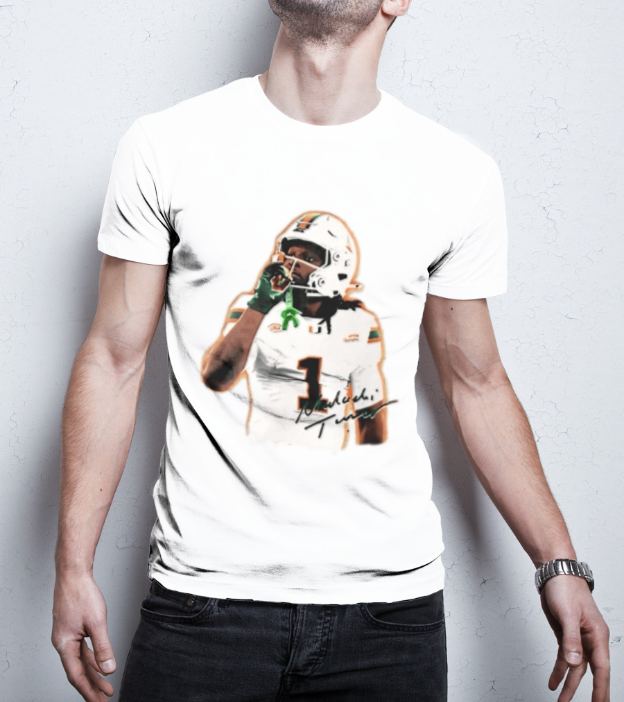 Miami Hurricanes Malachi Toney Player Photo Orange Glow NCAA Acc T-Shirt