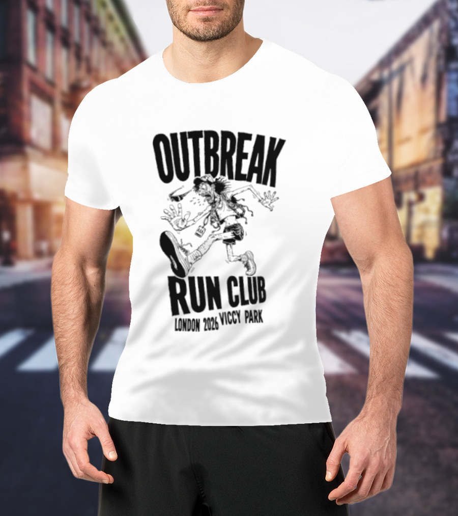 Outbreak Fest Run Club London 2026 Viccy Park Running Zombie T-Shirt