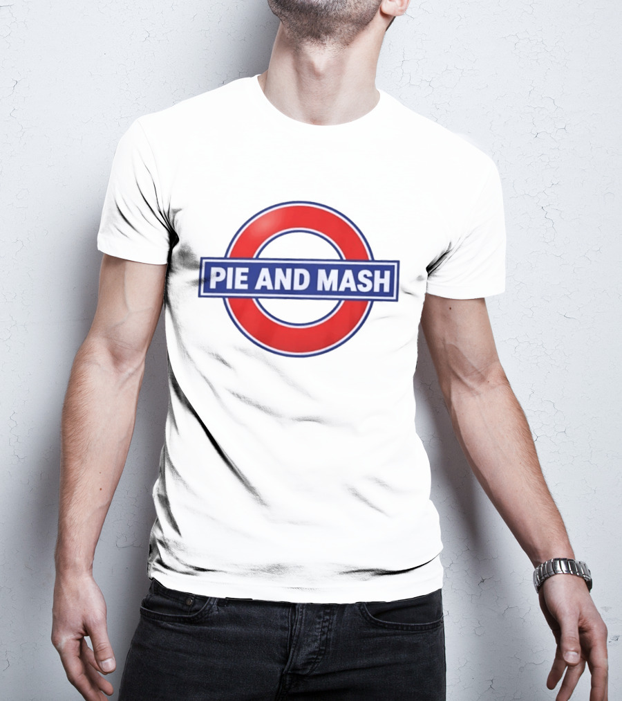 Pie And Mash London Underground Sign Circular Red Blue T-Shirt