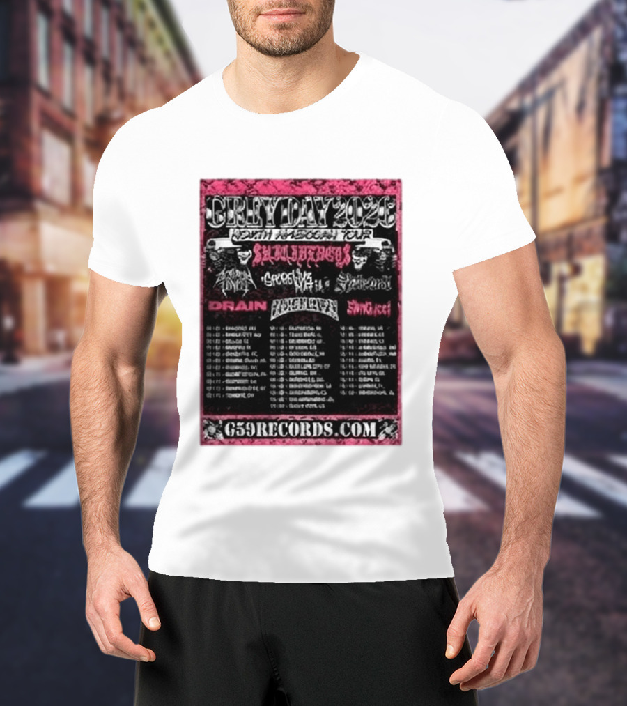 Greyday 2026 North American Tour Lineup Photo G59Records Suicideboys Drain Lineup Dates T-Shirt