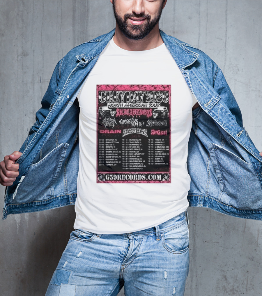 Greyday 2026 North American Tour Lineup Photo G59Records Suicideboys Drain Lineup Dates T-Shirt