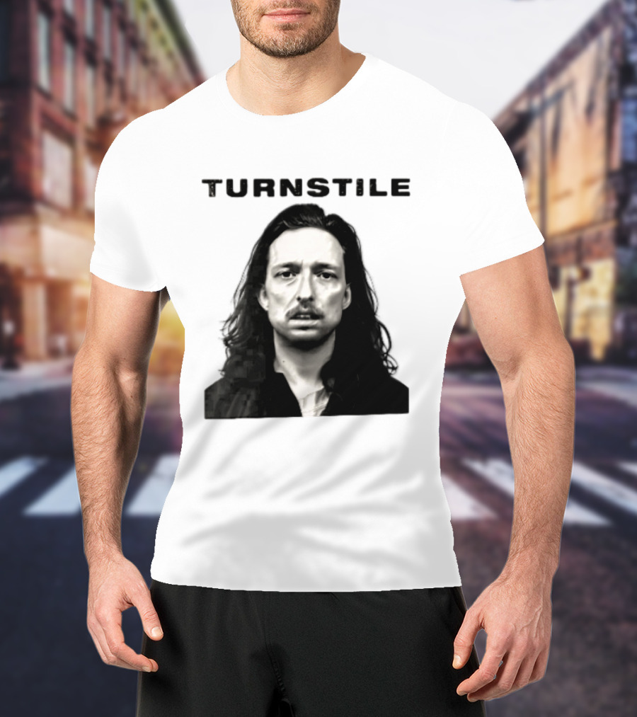 Turnstile Distressed Font Black And White T-Shirt