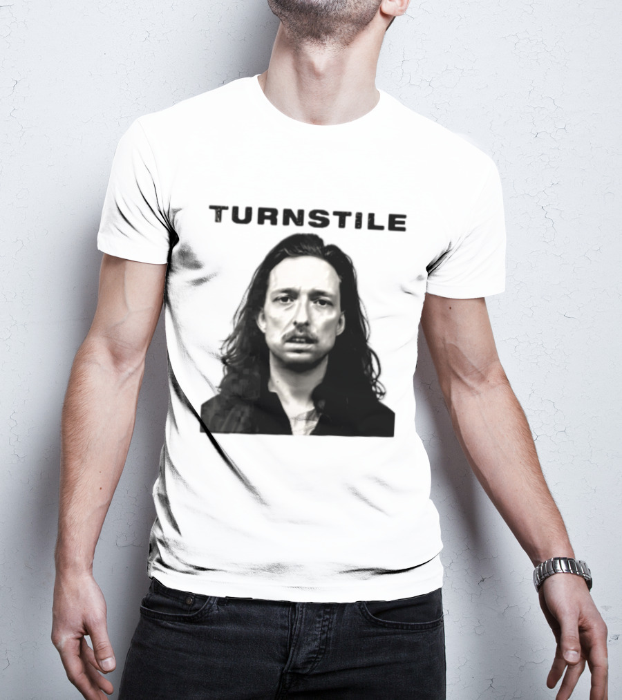 Turnstile Distressed Font Black And White T-Shirt