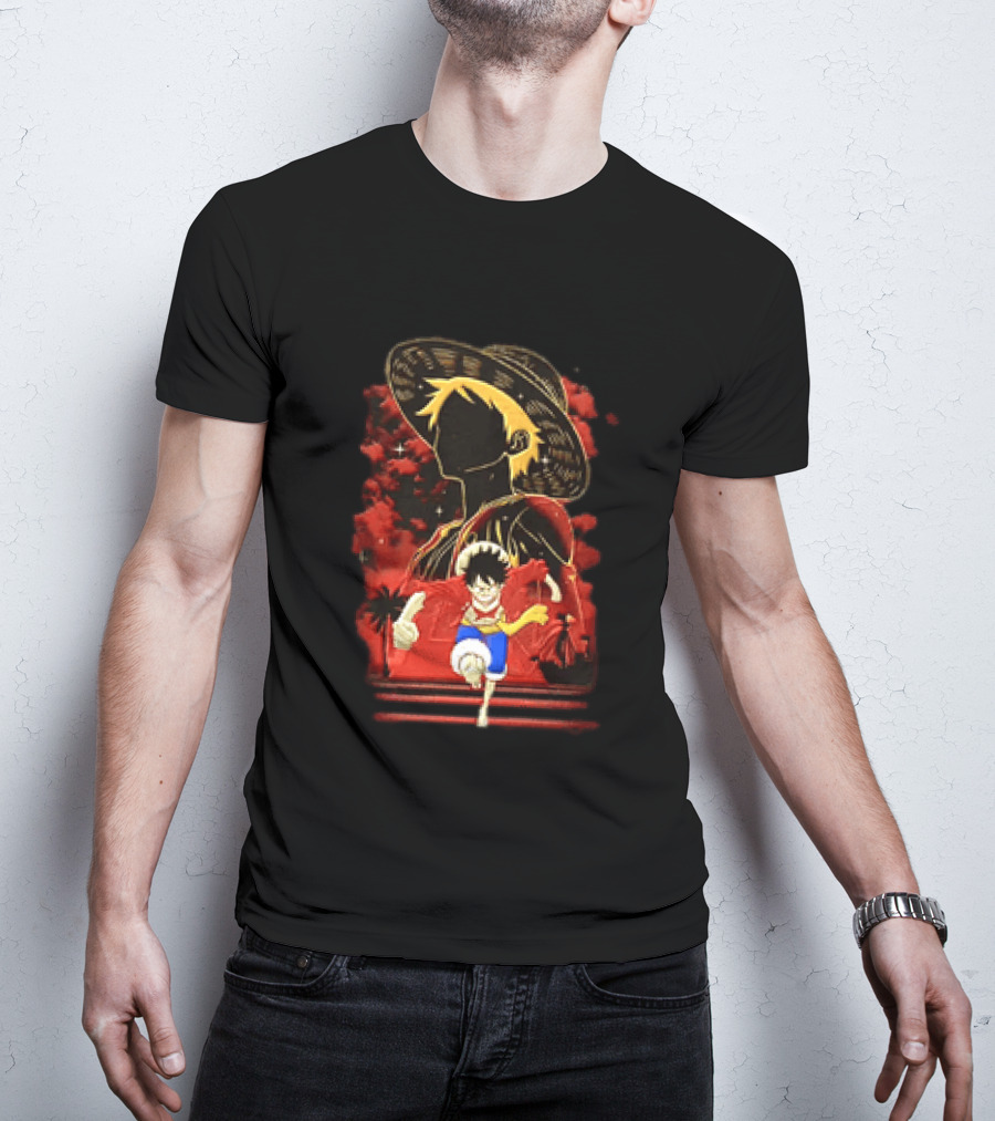 Monkey D Luffy Adventure Icon One Piece Anime Running Figure T-Shirt