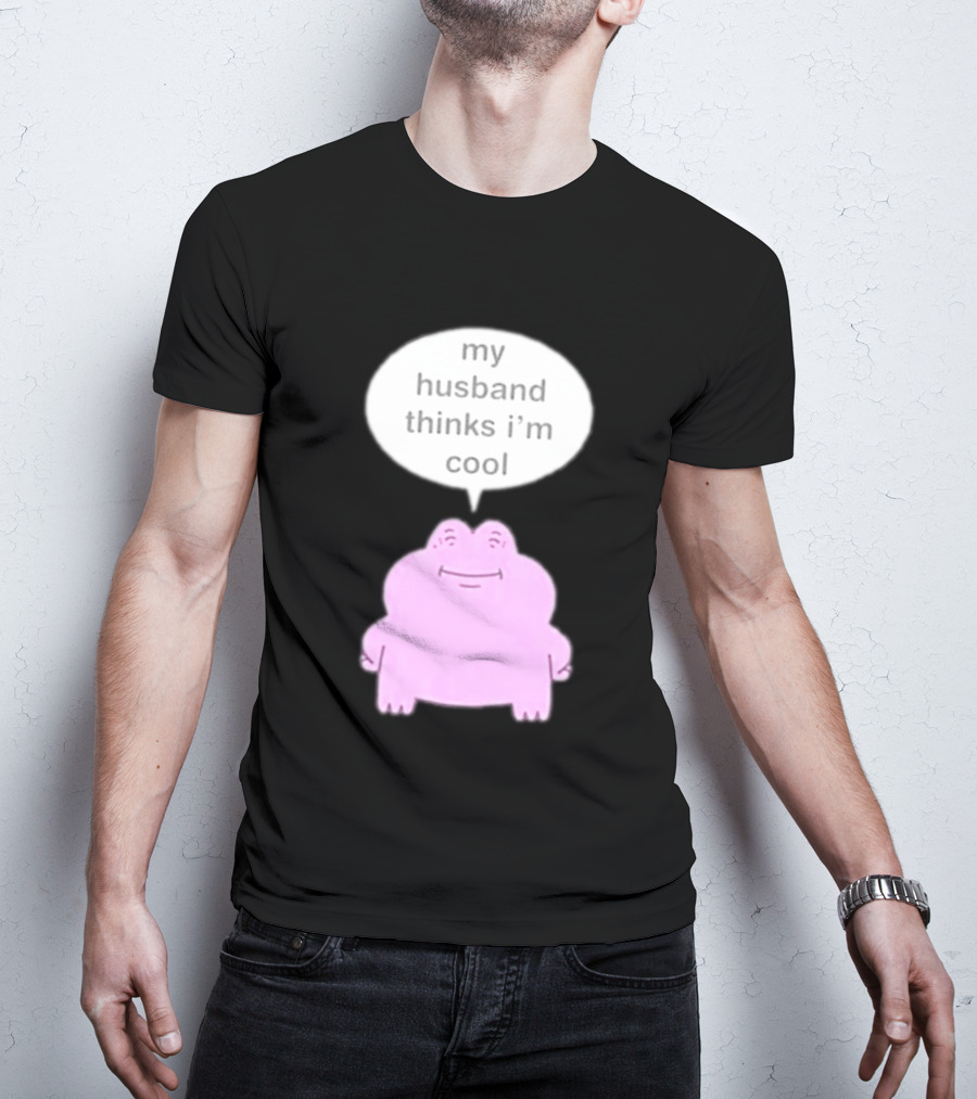 My Husband Thinks I'm Cool Pink Frog T-Shirt