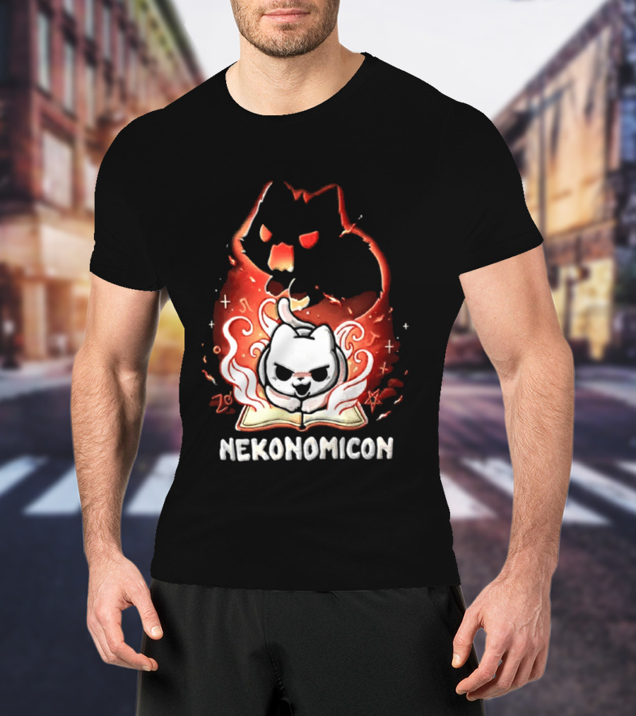 Nekonomicon Cat Summoning Dark Spirit Horror Occult Magic Spell Book T-Shirt