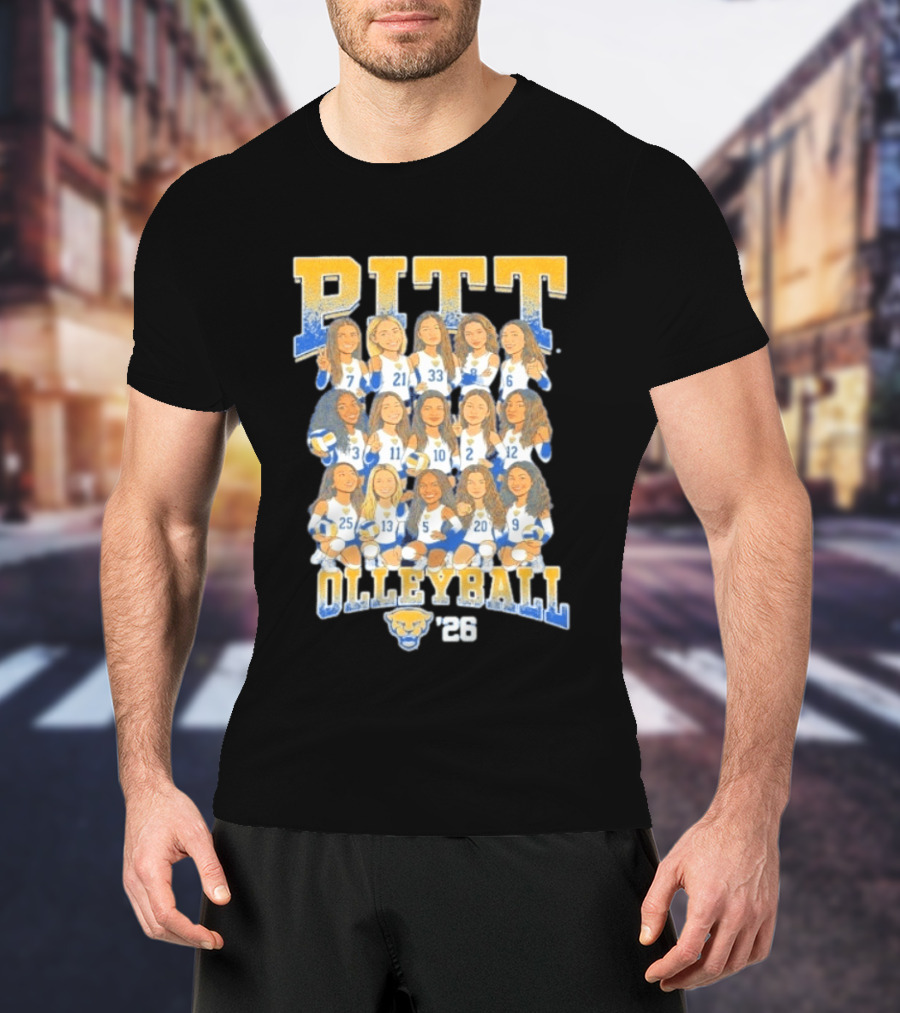 Pitt Volleyball 2026 Team Caricature Panthers T-Shirt