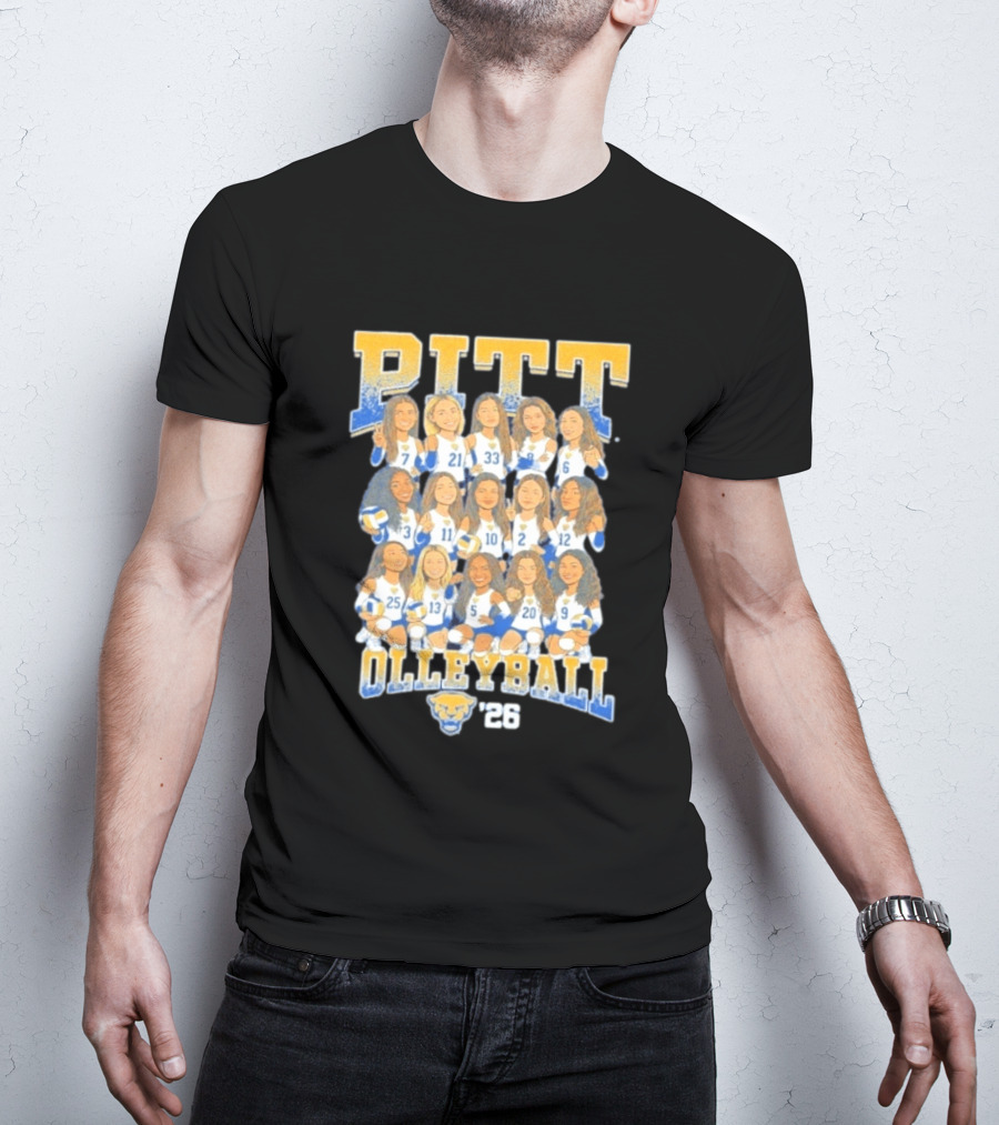 Pitt Volleyball 2026 Team Caricature Panthers T-Shirt