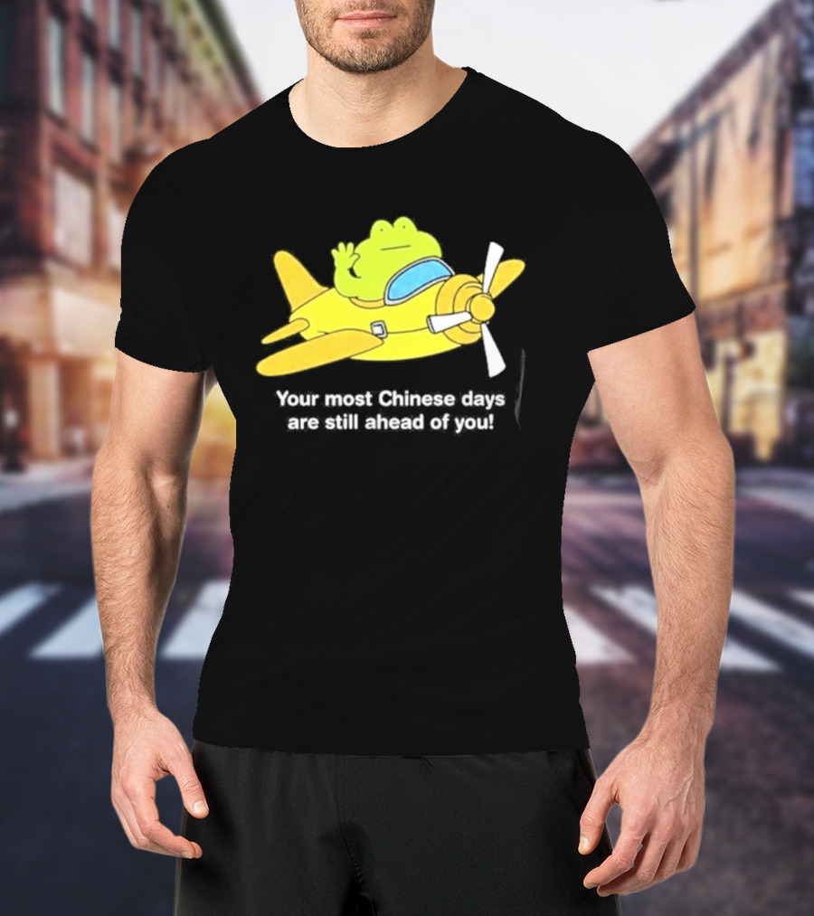 Frog Your Most Chinese Days Are Still Ahead Of You Airplane Scene T-Shirt