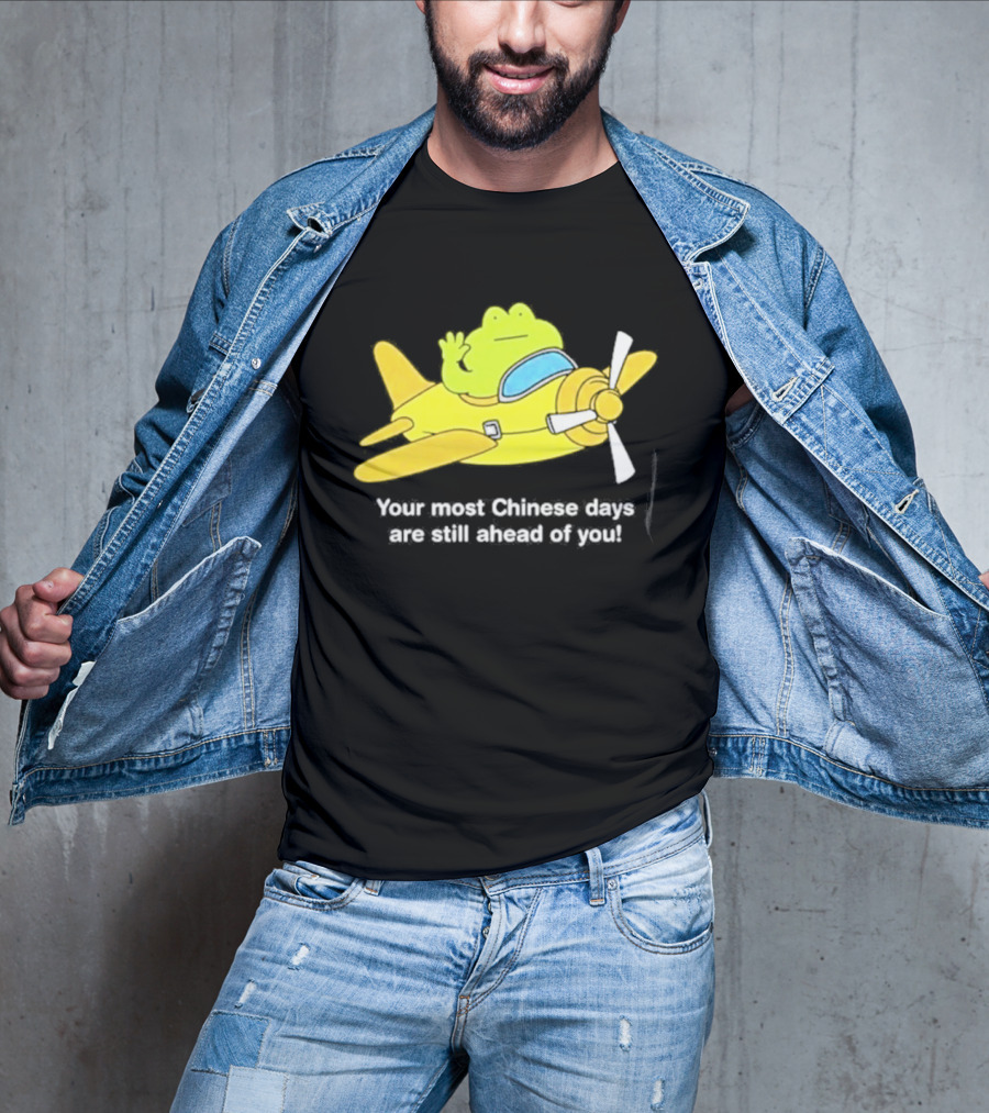Frog Your Most Chinese Days Are Still Ahead Of You Airplane Scene T-Shirt