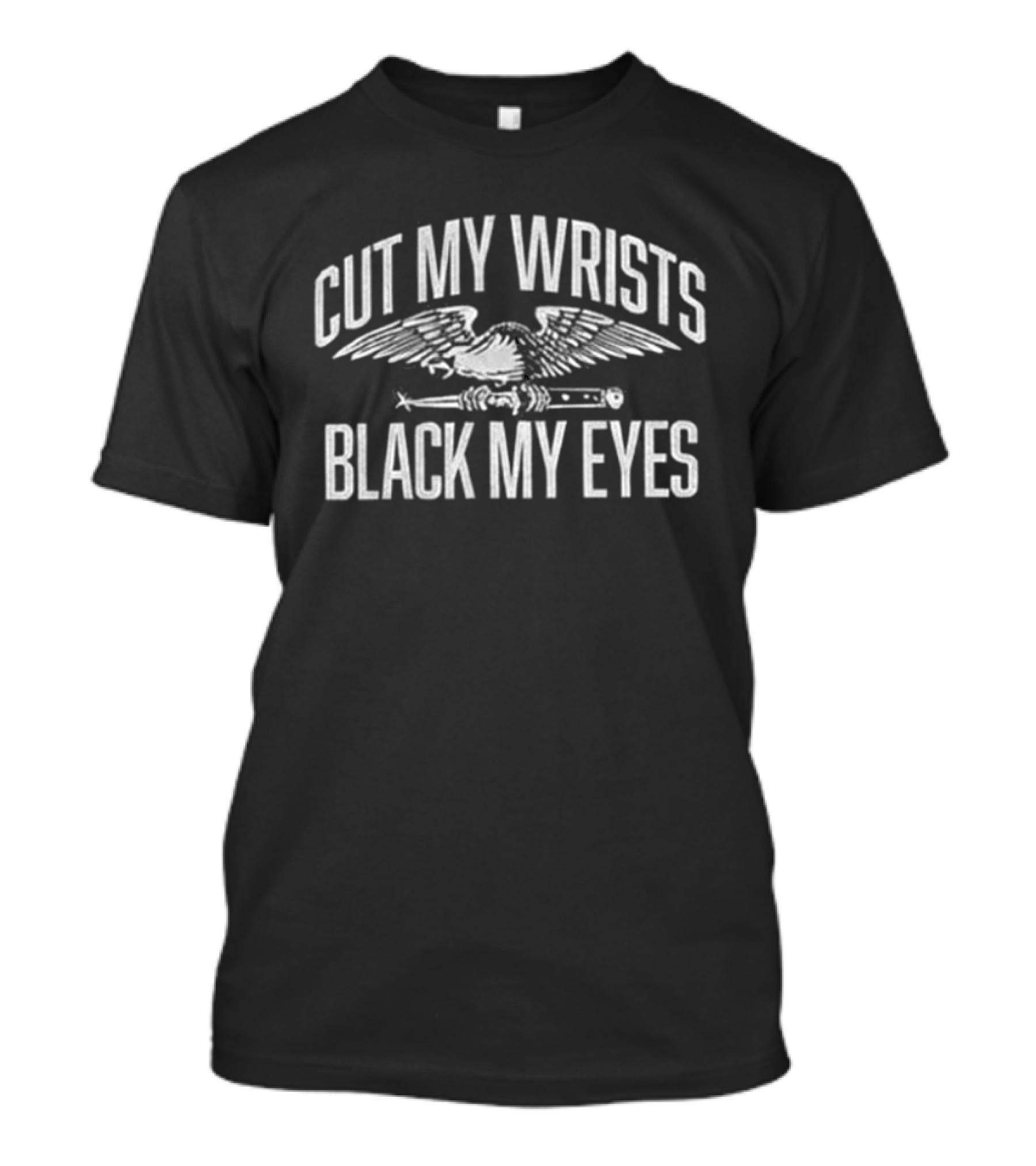 Hawthorne Heights Cut My Wrists Black My Eyes Text With Eagle T-Shirt