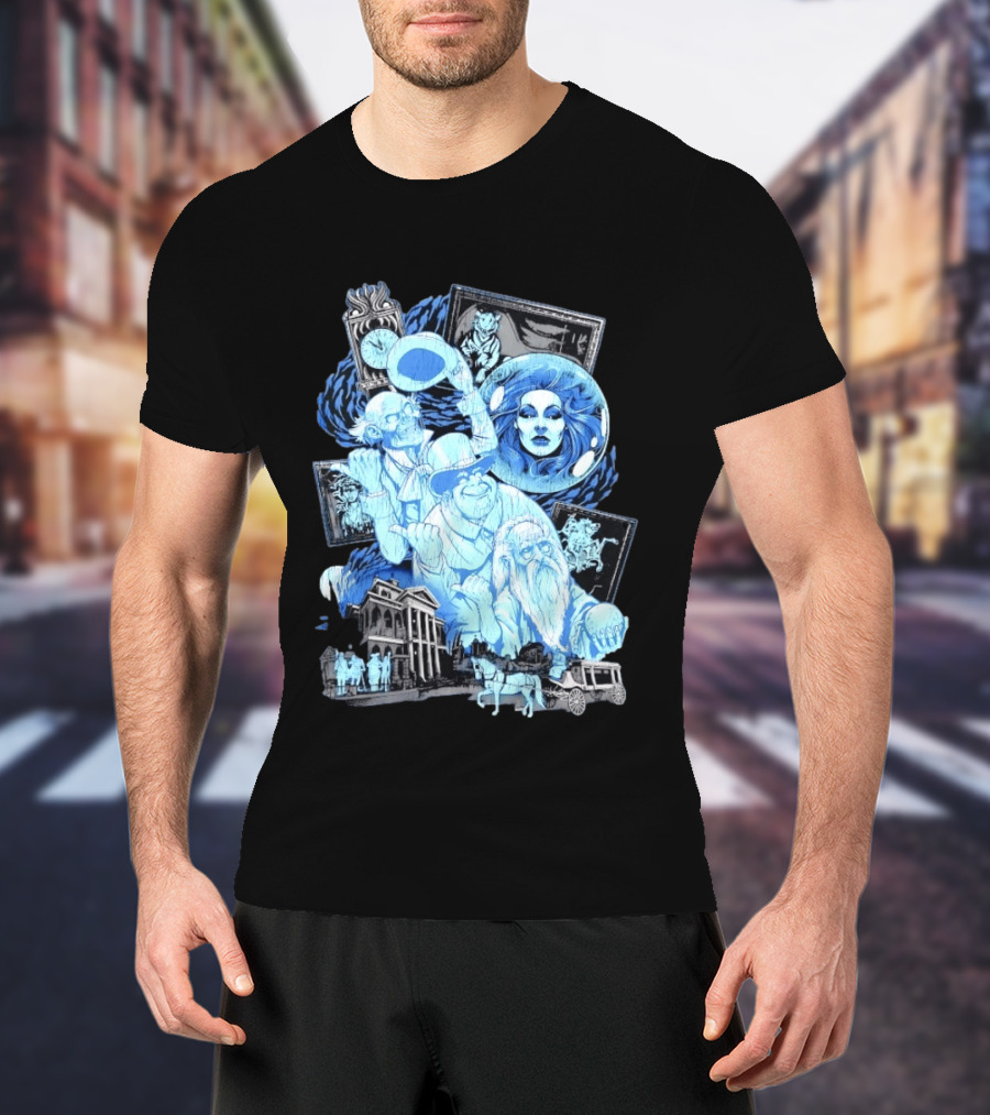 The Haunted Mansion Ghostly Spirits Madame Leota Hitchhiking Ghosts And Doom Buggy T-Shirt