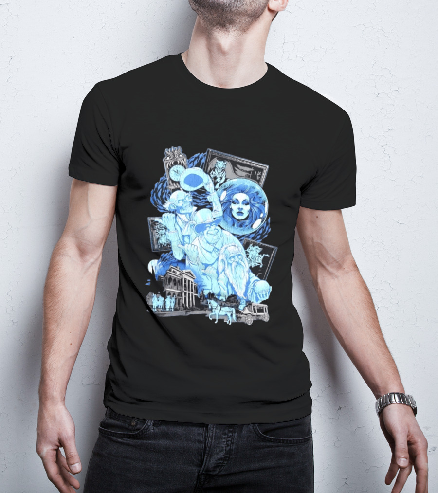 The Haunted Mansion Ghostly Spirits Madame Leota Hitchhiking Ghosts And Doom Buggy T-Shirt