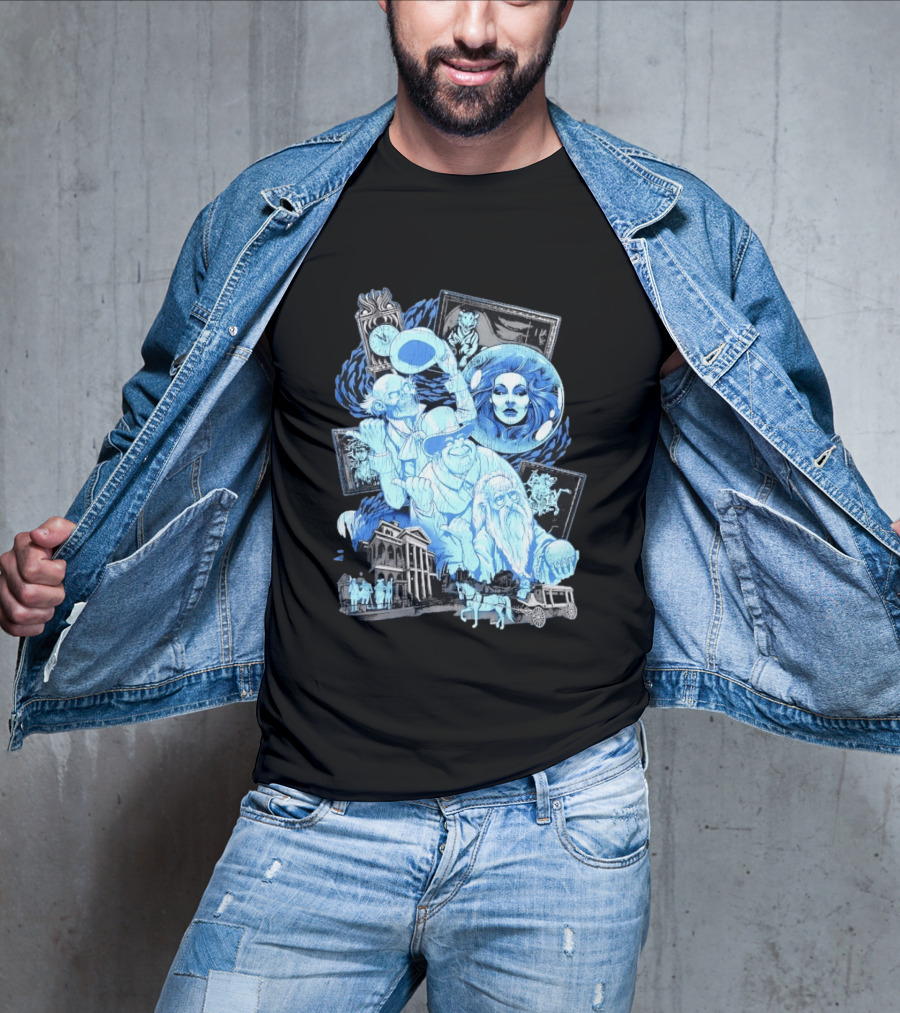 The Haunted Mansion Ghostly Spirits Madame Leota Hitchhiking Ghosts And Doom Buggy T-Shirt