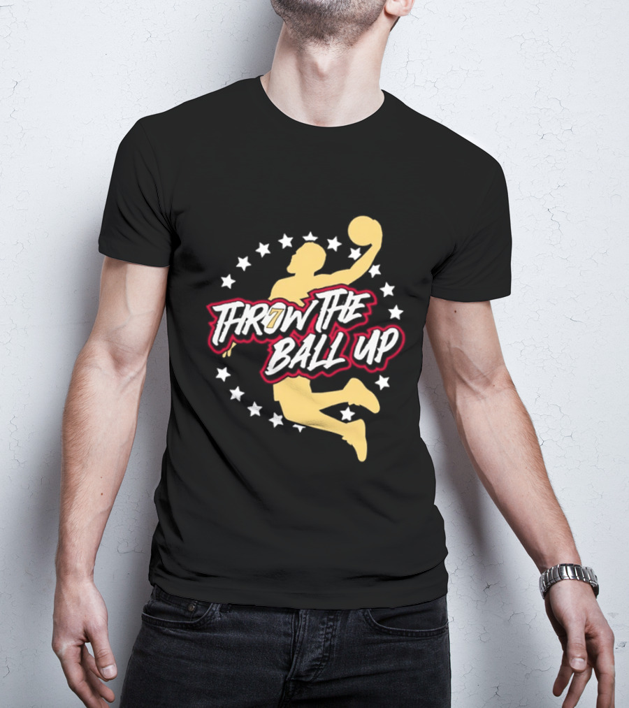 Throw The Ball Up Basketball Player Silhouette With Stars T-Shirt