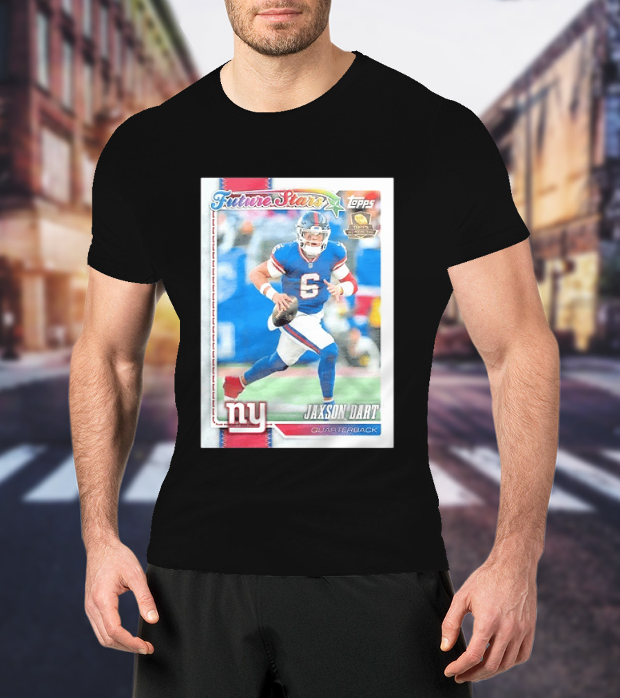Future Stars Jaxson Dart New York Giants Quarterback Topps Card T-Shirt
