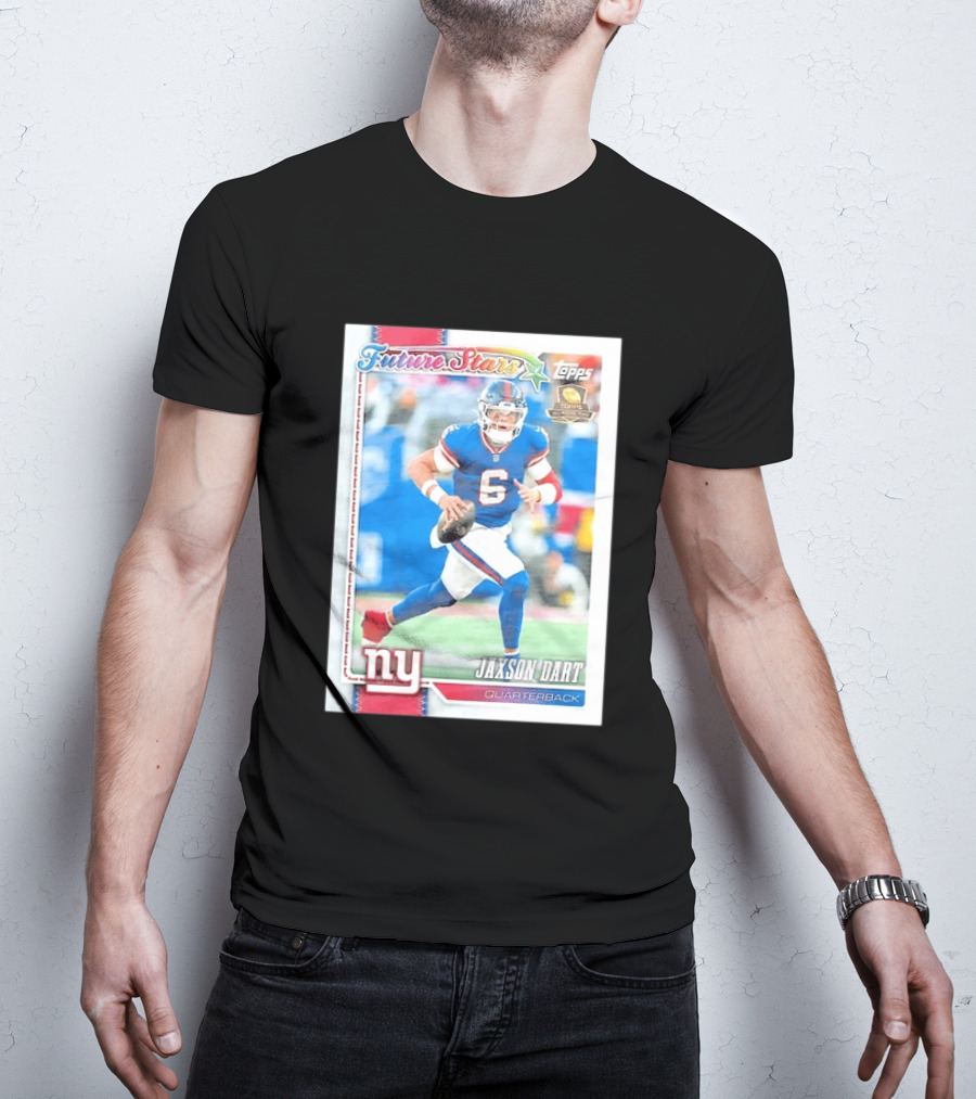 Future Stars Jaxson Dart New York Giants Quarterback Topps Card T-Shirt