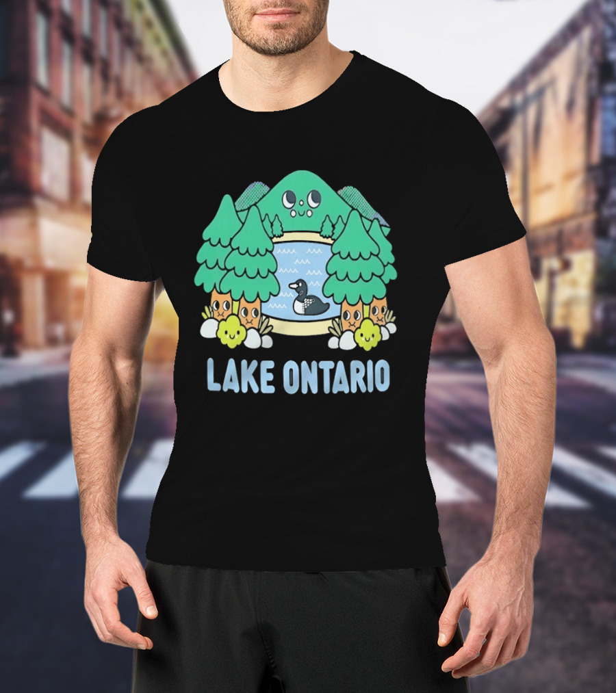 Lake Ontario Cute Forest Creature And Goose Scene T-Shirt