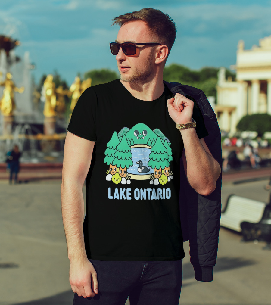 Lake Ontario Cute Forest Creature And Goose Scene T-Shirt