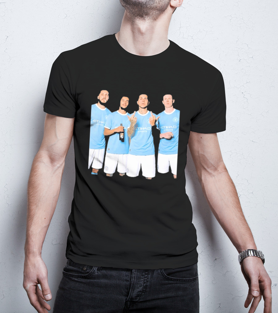 Manchester City Etihad Airways Kit Players Bottle Pose T-Shirt