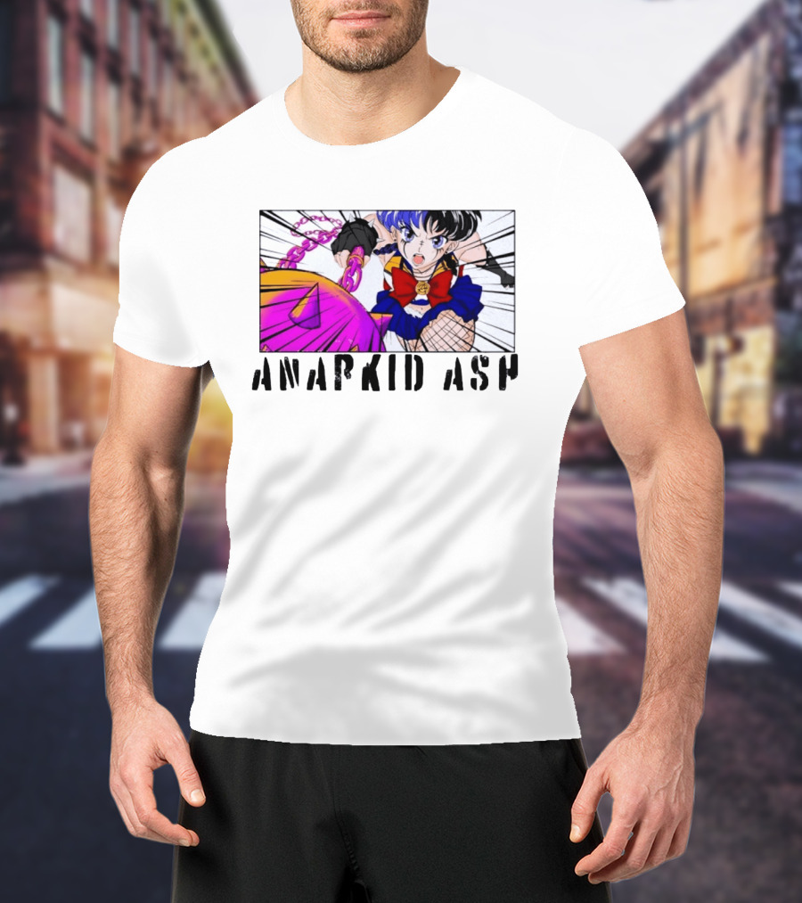 Anarkid Ash Sailor Moon Anime Punk Fighter In Action T-Shirt