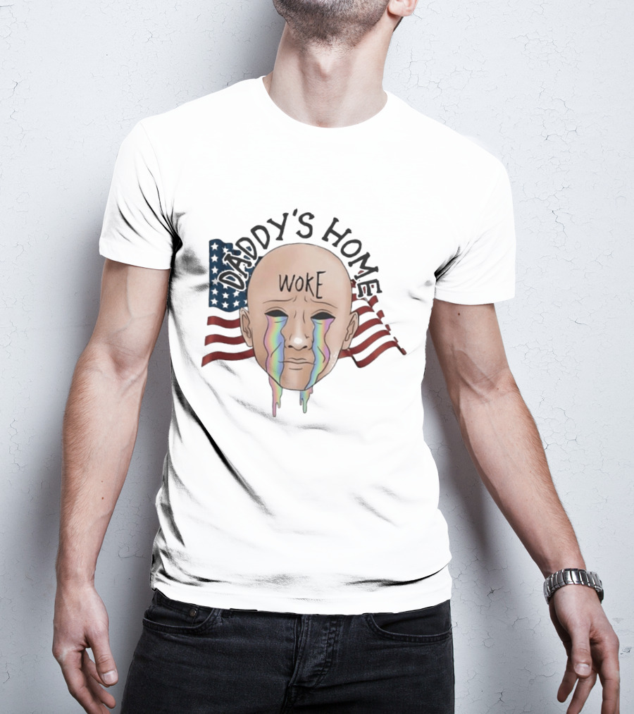Daddy's Home Woke Crying Face With Flags T-Shirt