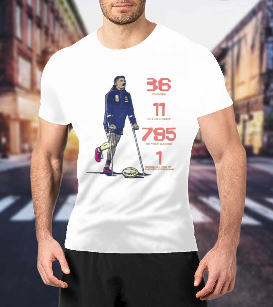 Izak Rankine 36 Tackles Crutches Adelaide Crows AFL Stats 795 Meters Gained T-Shirt