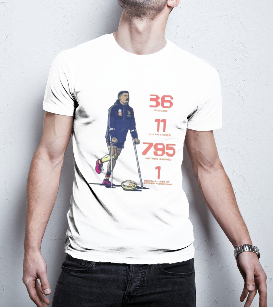 Izak Rankine 36 Tackles Crutches Adelaide Crows AFL Stats 795 Meters Gained T-Shirt