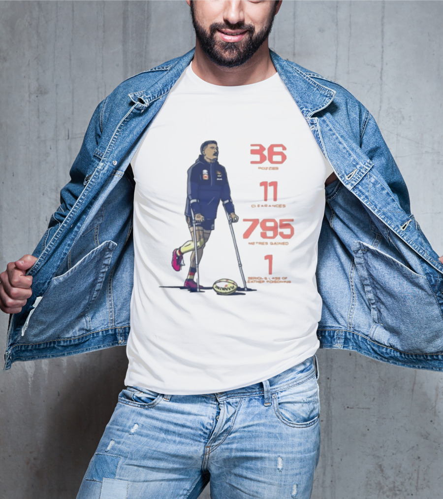 Izak Rankine 36 Tackles Crutches Adelaide Crows AFL Stats 795 Meters Gained T-Shirt