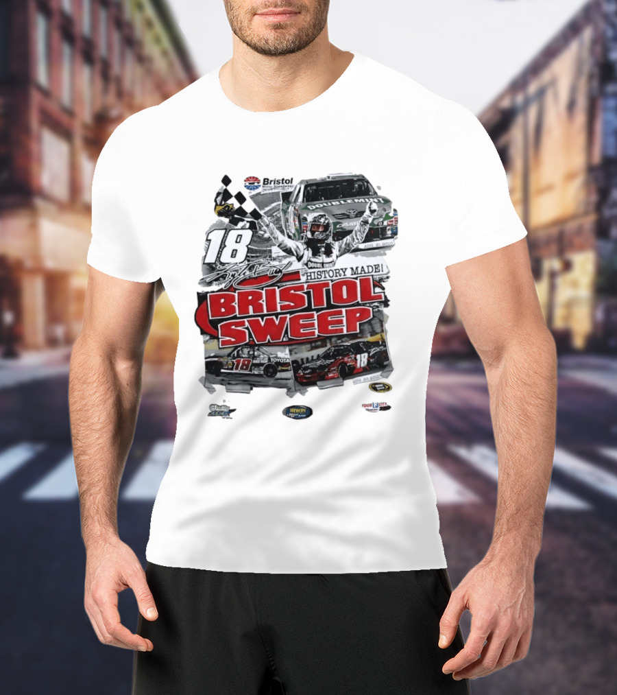 Bristol Motor Speedway History Made Three Wins August 2010 18 Bristol Sweep T-Shirt