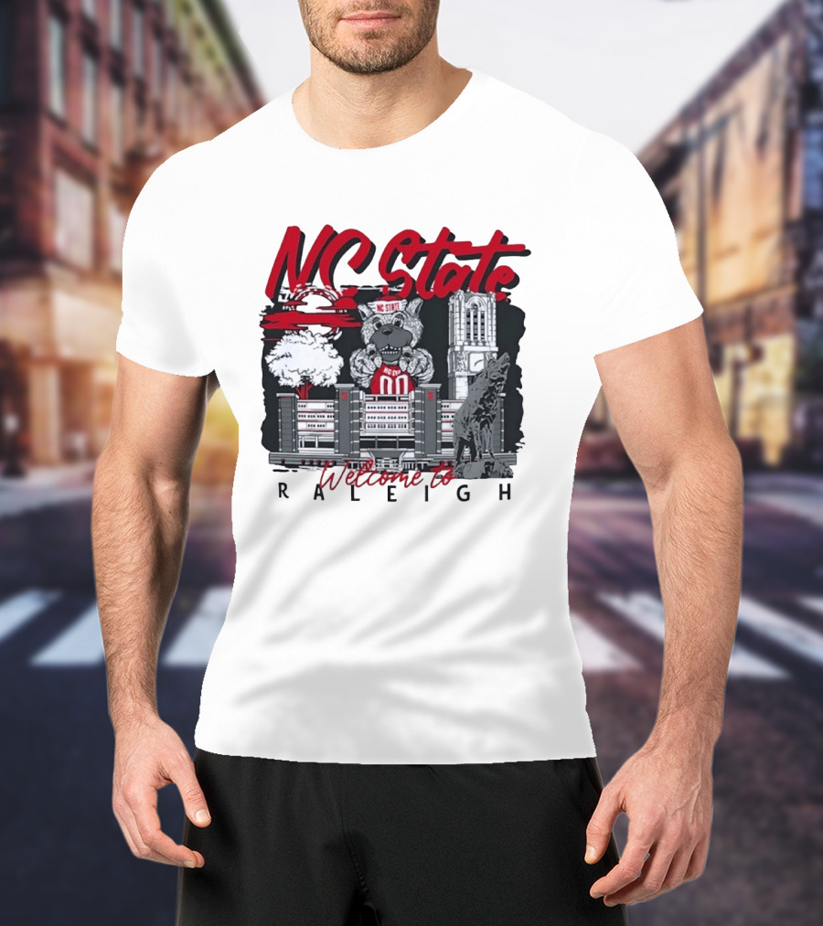 NC State Wolfpack Welcome To Raleigh Rooftop Skyline Sports Fan Gear T-Shirt