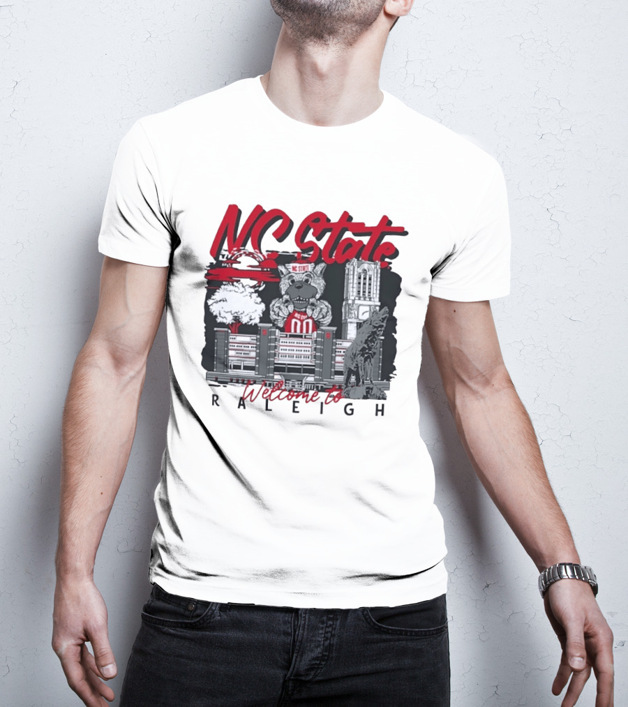 NC State Wolfpack Welcome To Raleigh Rooftop Skyline Sports Fan Gear T-Shirt