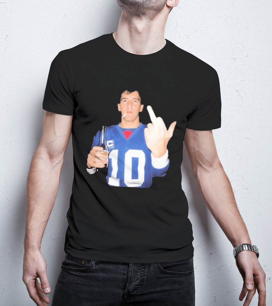 Eli Manning Jersey Smoking Gesture Middle Finger 10 T-Shirt