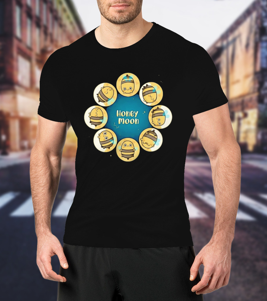 Honey Moon Bee Phases Astronomical Nature Cycle T-Shirt