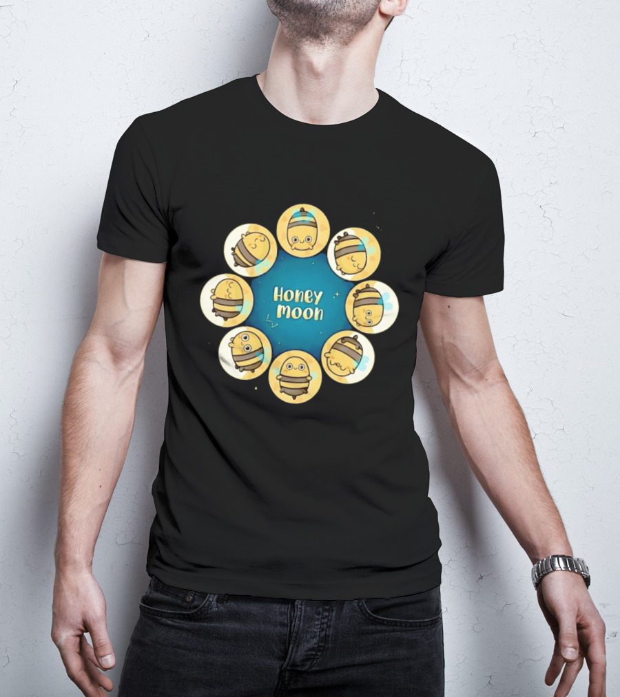 Honey Moon Bee Phases Astronomical Nature Cycle T-Shirt
