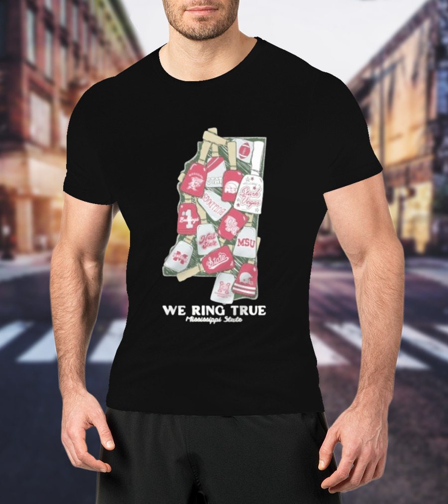 Mississippi State We Ring True Stark Vegas Bulldogs Collage State MSU Football T-Shirt