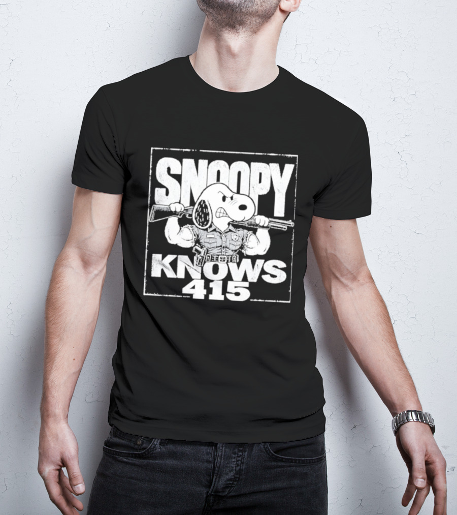 Snoopy Knows 415 Peanuts Police Officer Gun T-Shirt