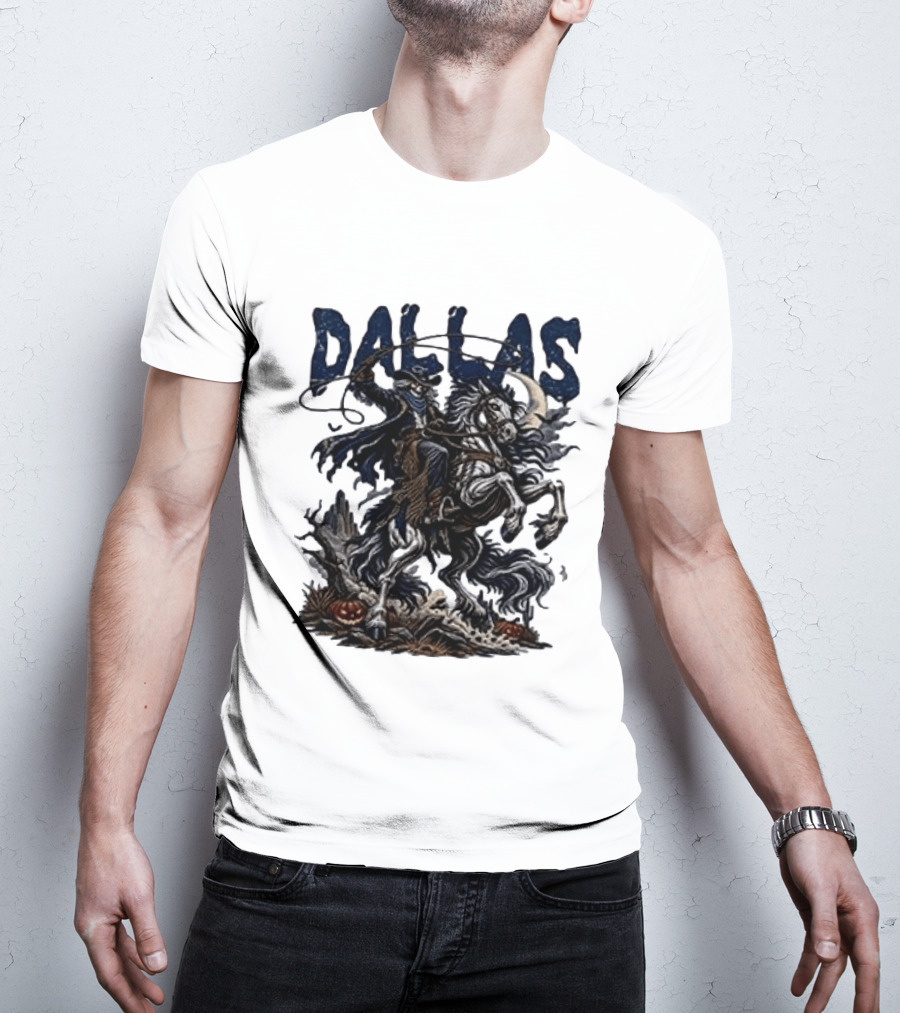 Dallas Cowboys Skeleton Horse Rider Halloween T-Shirt