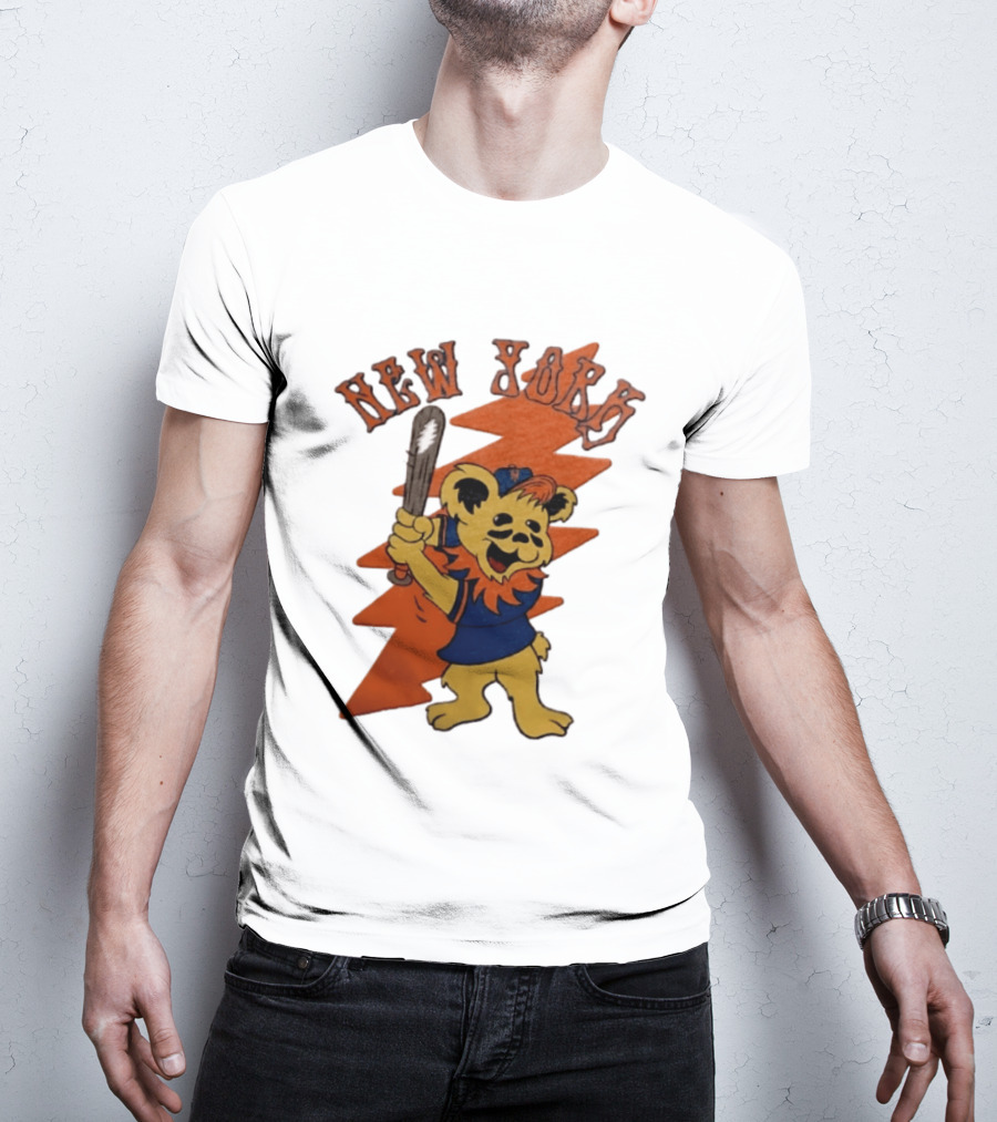 New York Grateful Dead Dancing Bear Batting Baseball Mets MLB T-Shirt