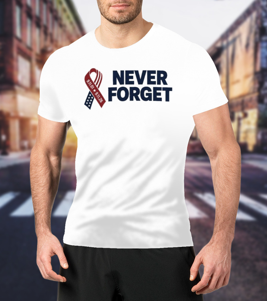 Jim Harbaugh Never Forget 911 Memorial Ribbon T-Shirt
