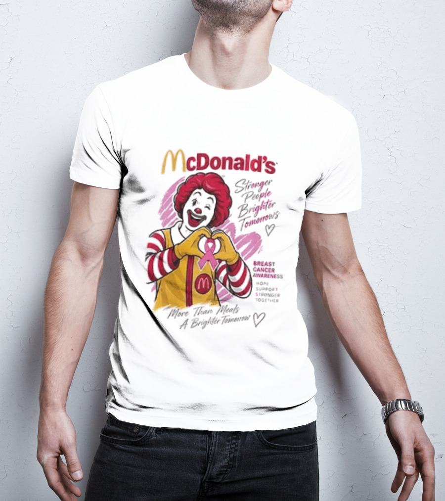 McDonald's Ronald McDonald Breast Cancer Awareness "More Than Meals A Brighter Tomorrow" Pink Ribbon T-Shirt