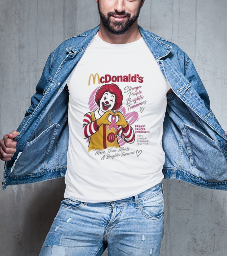McDonald's Ronald McDonald Breast Cancer Awareness "More Than Meals A Brighter Tomorrow" Pink Ribbon T-Shirt